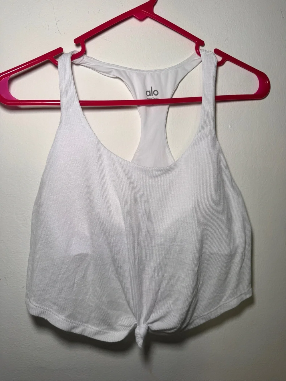 Alo Women’s White Ribbed Racerback Bra Top